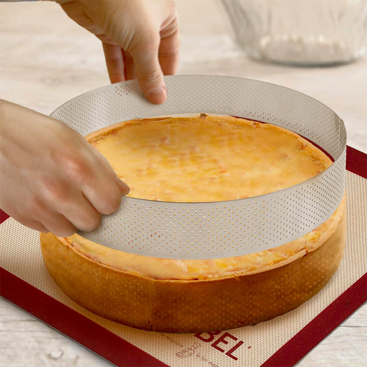 Cercle à tarte perforé inox 20x3,5cm Gobel