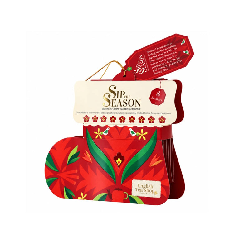 Chaussette de Noël rouge 8 sachets thé et infusions bio Sip the Season