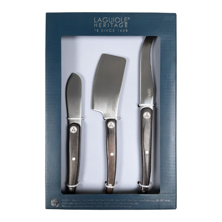 Coffret 3 couteaux à fromage bois Pakka Laguiole Heritage