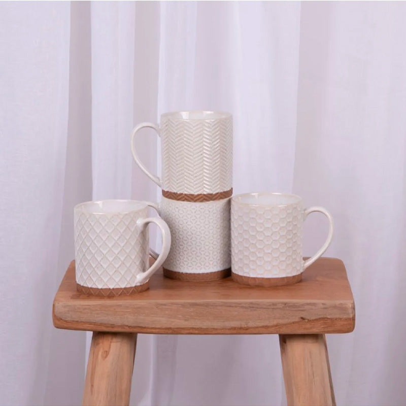 Coffret 4 mugs Jaspe beige  35cl