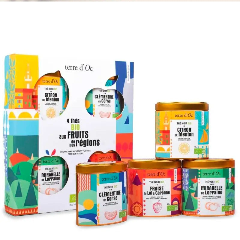 Coffret 4 thés bio aux fruits de nos régions
