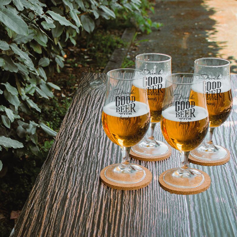 Coffret 4 verres bière + sous-verre