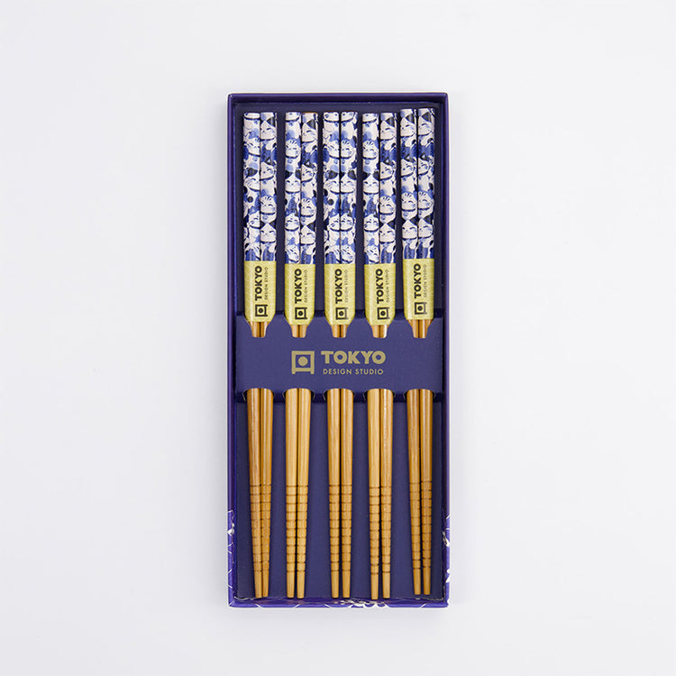 Coffret 5 baguettes bamboo Lucky cat Tokyo Design