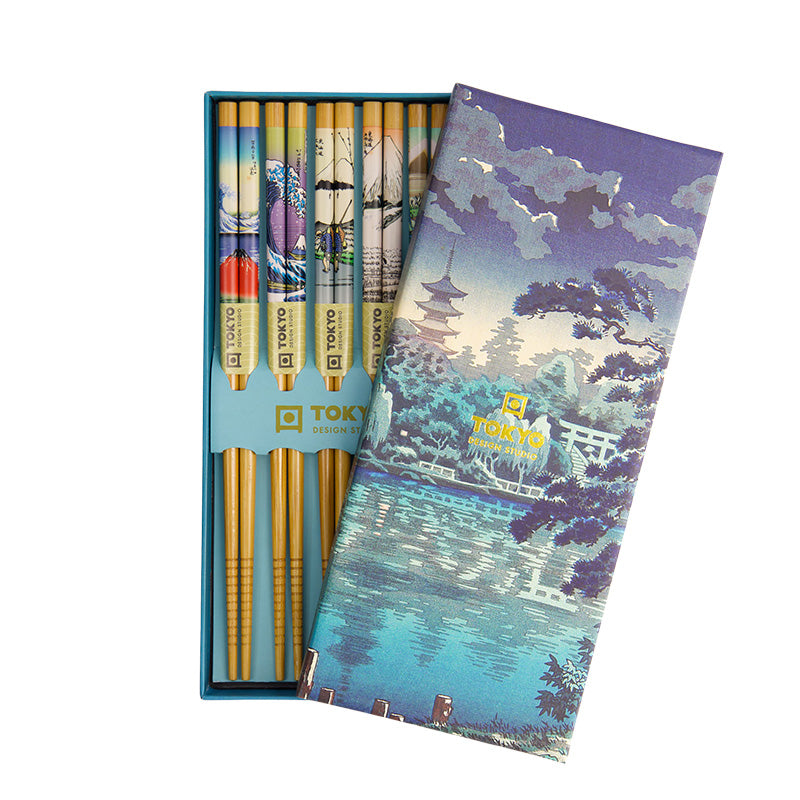 Coffret 5 baguettes bambou 22,5cm Temple Tokyo Design