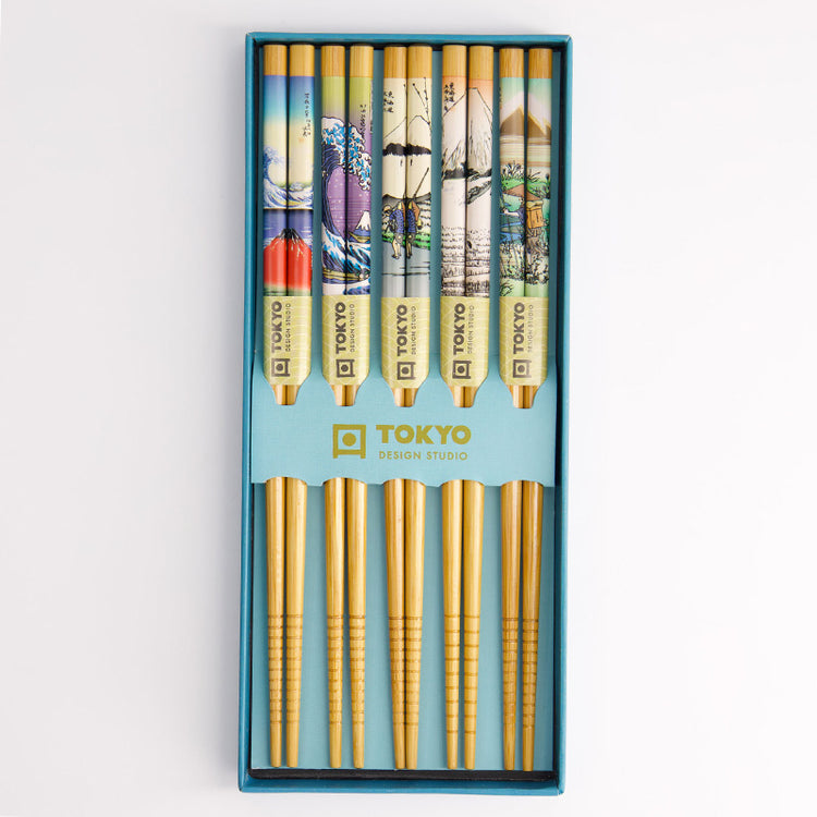 Coffret 5 baguettes bambou 22,5cm Temple Tokyo Design