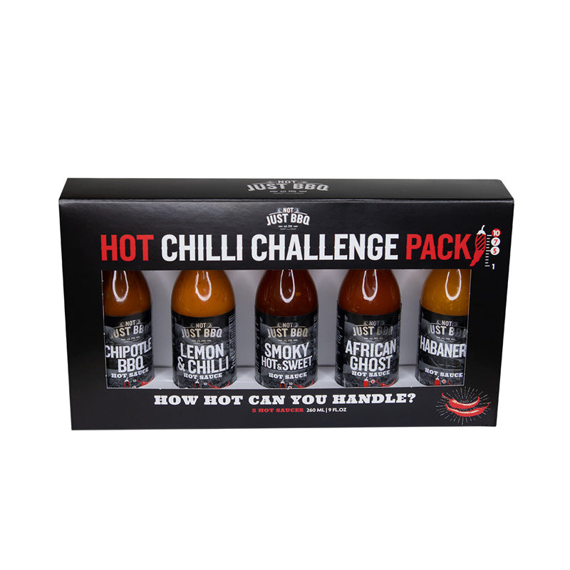 Coffret de 5 sauces piquantes hot chilli challenge 260ml Not Just BBQ