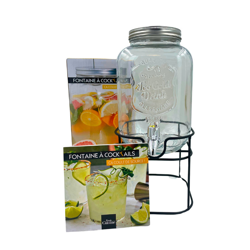 COOK CONCEPT Fontaine En Verre Coloré 5L - Distributeur Boissons Pour Cocktails, Bières Et Jus