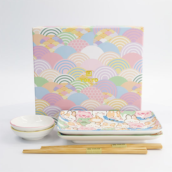 Coffret sushi 6 pièces porcelaine Kawaii animals Tokyo Design