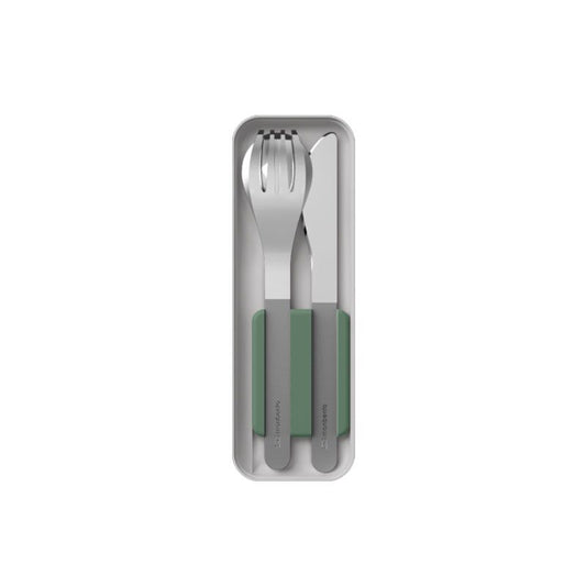 Couverts en inox vert Slim Box Monbento