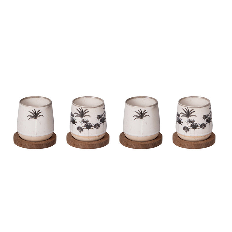 Coffret 4 tasses en céramique 10 cl Palm Table Passion