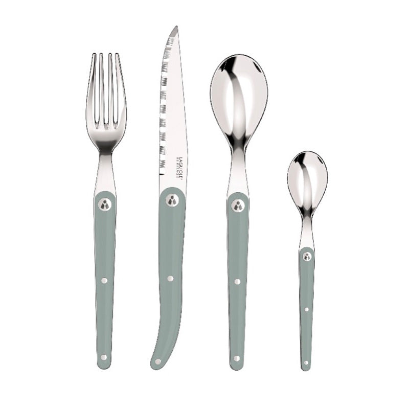 Ménagère de 24 pièces en acier et inox vert pantone Laguiole Heritage