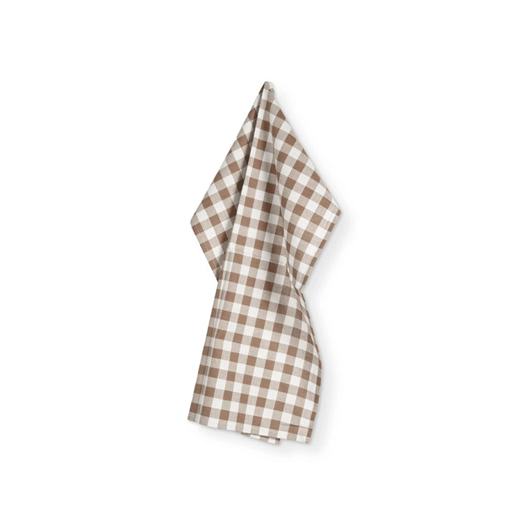 Torchon en coton marron 50x70 Gingham Tiseco