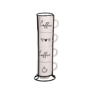 Tour de 4 tasses en porcelaine 12cl Sweet Coffee Table Passion