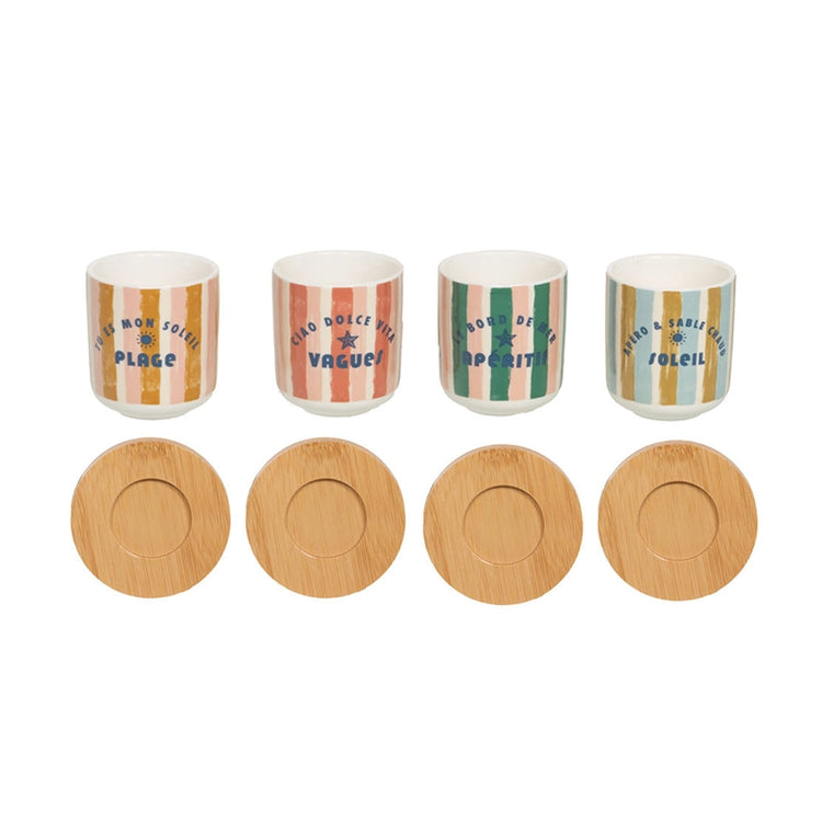 Coffret de 4 tasses en porcelaine 10cl Beach Club Table Passion