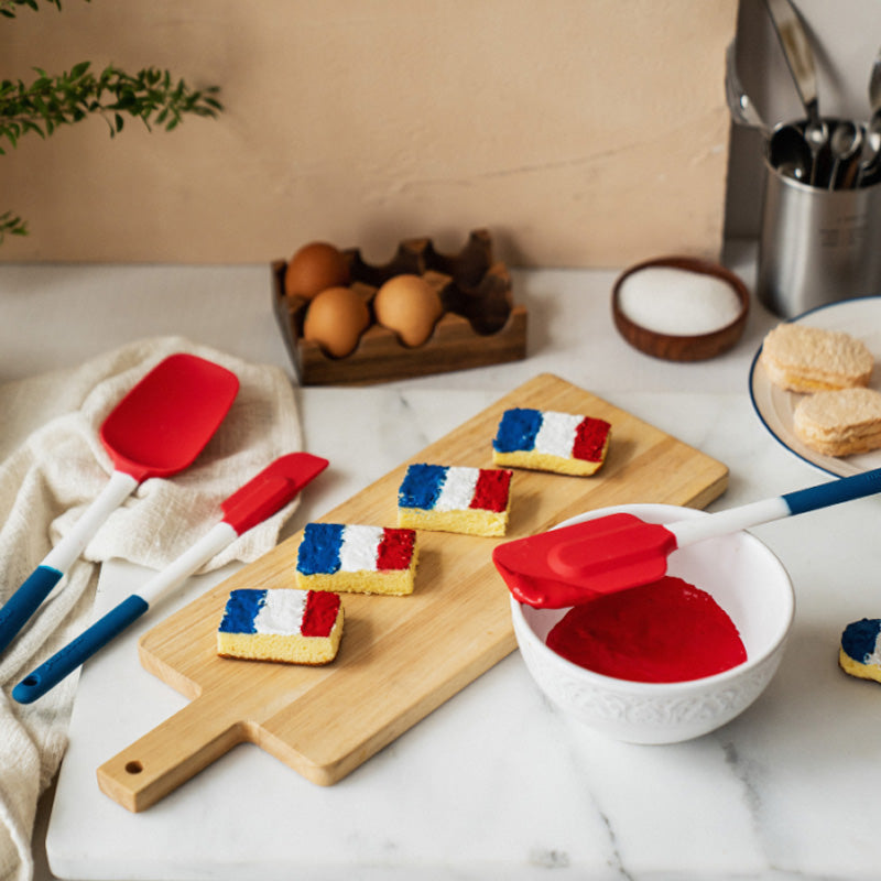 Demi-spatule silicone bleu blanc ro