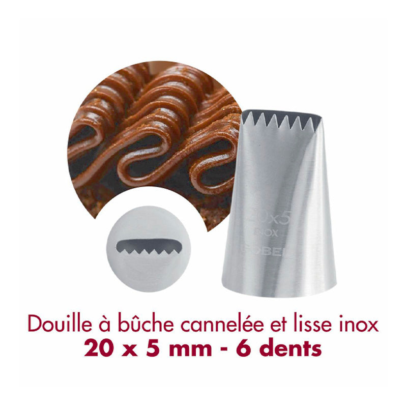 Douille à bûche cannelée 6 dents inox 20x5mm Gobel