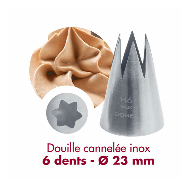 Douille cannelée 6 dents inox 23mm Gobel