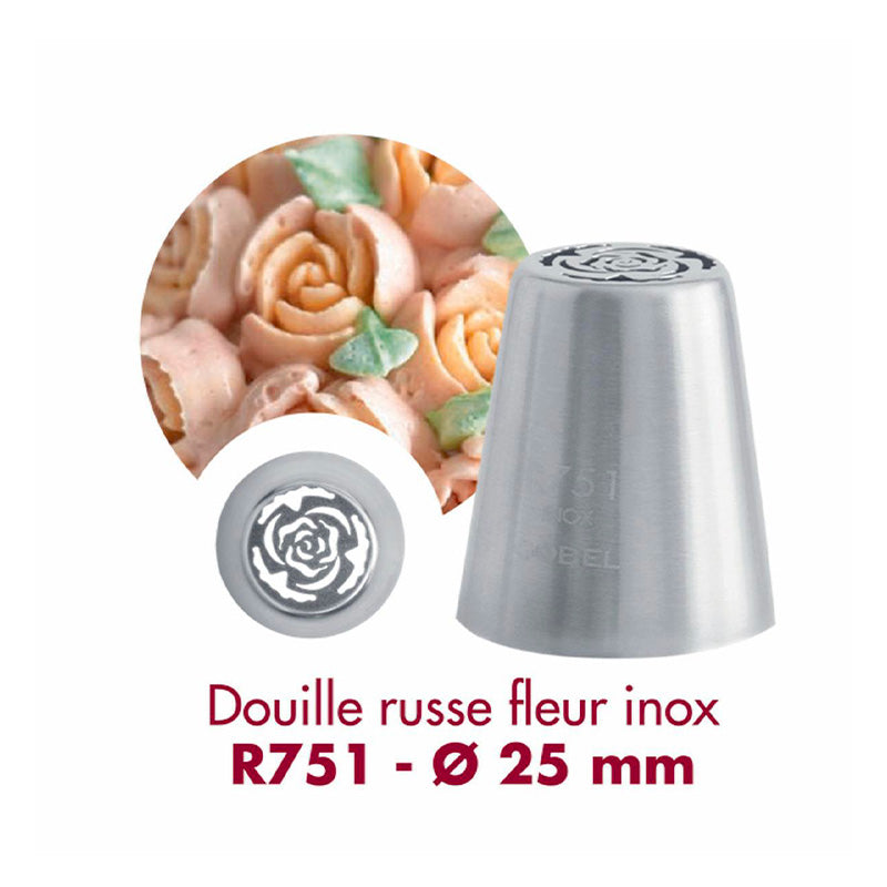 Douille russe fleur R751 inox 25mm Gobel