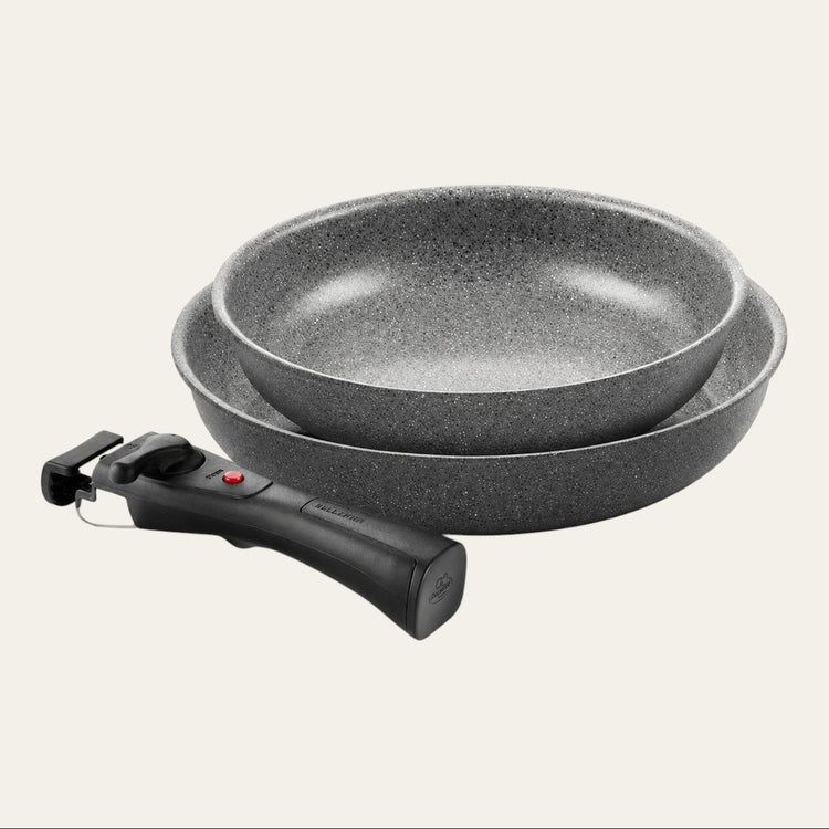 Set de 2 poêles Du Bruit dans la Cuisine BALLARINI Torre en aluminium avec revêtement céramique et poignée amovible