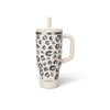 Gobelet isotherme Du Bruit dans la Cuisine Qwetch 900ml en inox beige à motif léopard avec paille et anse
