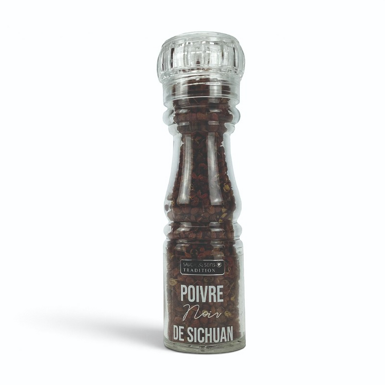 Moulin à poivre de sichuan Du Bruit dans la Cuisine en verre transparent rempli de grains de poivre chinois