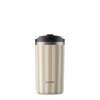 Mug isotherme Du Bruit dans la Cuisine Qwetch Allure Lin 350ml en inox à rayures beiges et couvercle noir étanche