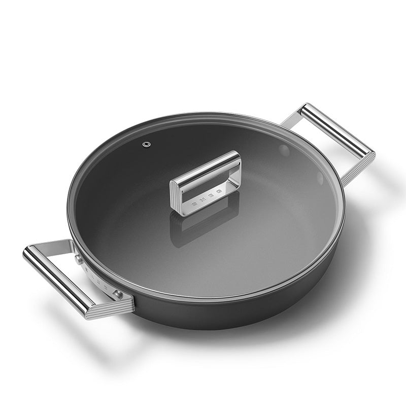 Sauteuse 28 cm avec couvercle Noir Mat Années 50 Smeg