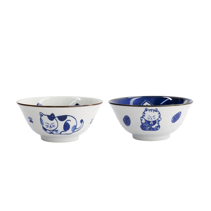 Coffret 2 bols porcelaine 500ml et baguettes Cat Tayo Tokyo Design