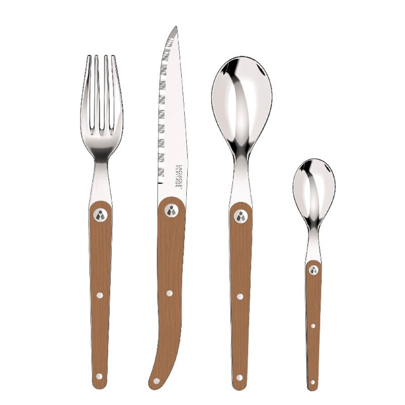 Ménagère de 24 pièces en acier et inox imitation bois Laguiole Heritage