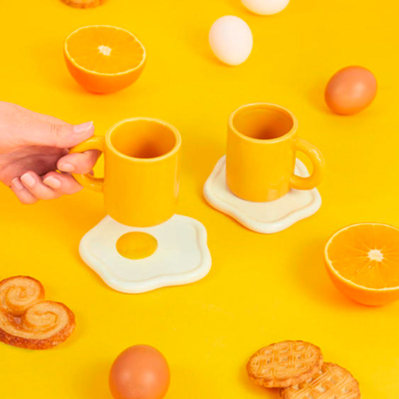 Set de 2 tasses à café jaune en céramique Sunny Side Balvi