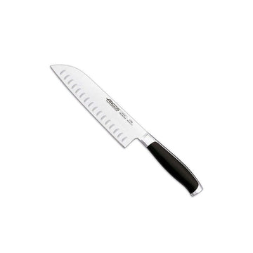 Couteau Santoku alvéolé Acier Nitrum manche POM 18,5 cm Noir Kyoto Arcos