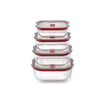 Set de 4 boîtes à repas en verre transparent Black et Blum
