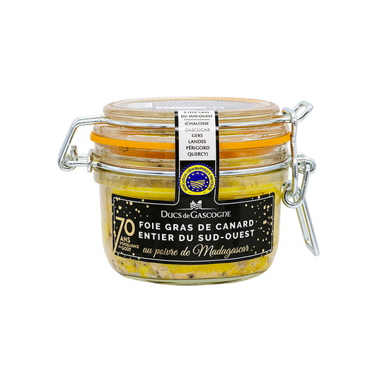 Foie gras de canard entier du Sud Ouest au poivre de Madagascar 125g Ducs de Gascogne