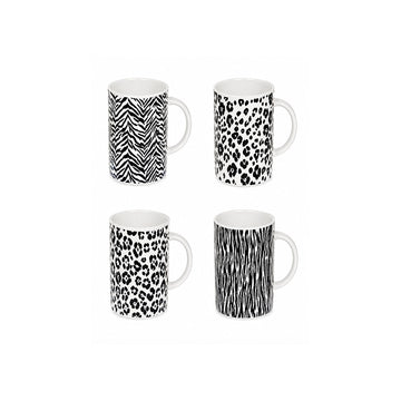 Coffret de 4 tasses en porcelaine de 16 cl Savane Table Passion