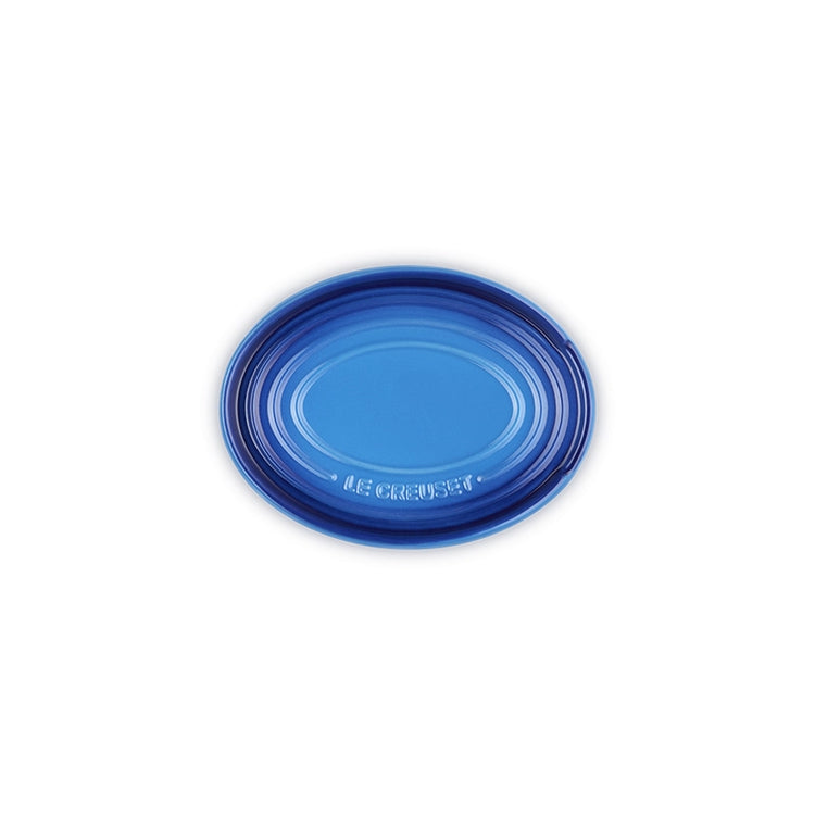 Repose-cuillère ovale en grès de 16 cm azur Le Creuset