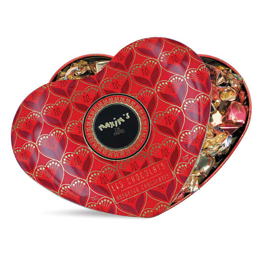 Grande boîte métal coeur 3 variétés de chocolat Maxim's