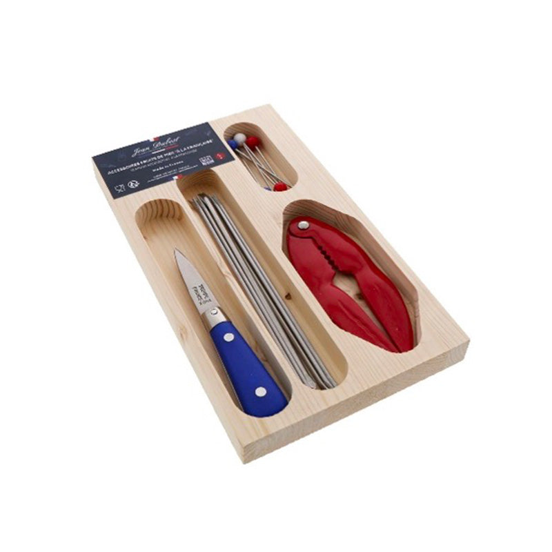 Coffret pour fruits de mer en acier inox et polypro bleu et rouge Jean Dubost Laguiole