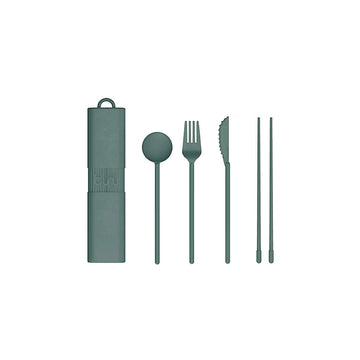 Kit couvert nomade Bio-composite 40% fibres de bois 20,5 cm Vert foncé Nomade Bini
