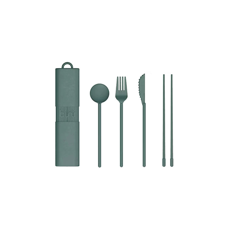 Kit couvert nomade Bio-composite 40% fibres de bois 20,5 cm Vert foncé Nomade Bini