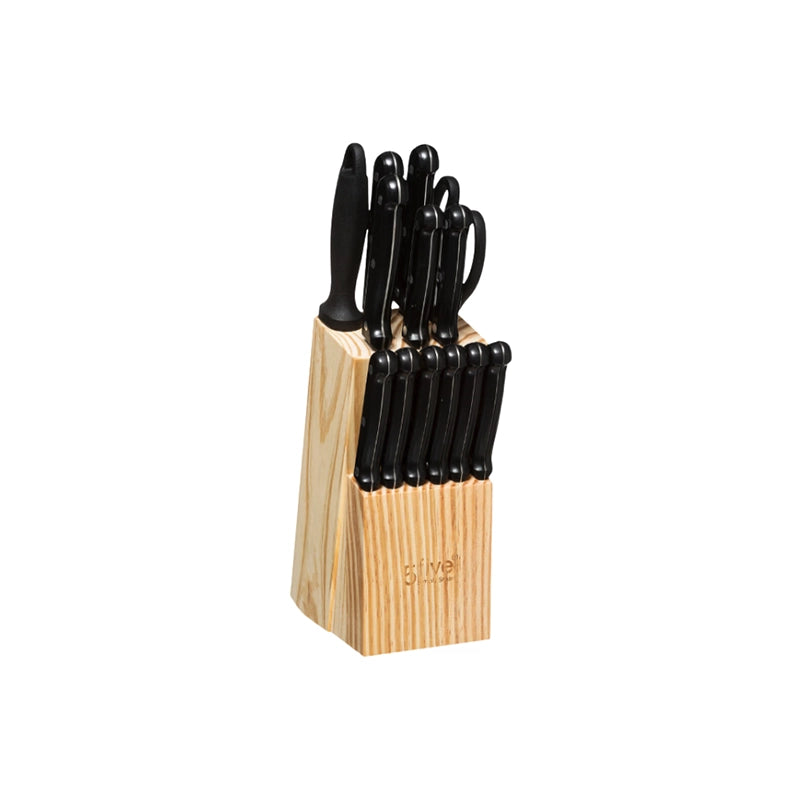 Bloc en bois avec 11 couteaux et accessoires noir Five