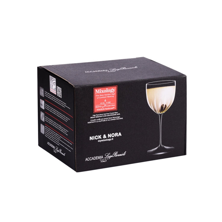 Lot 6 verres à pied Nick & Nora Cristallin 15 cl Transparent Mixology Bormioli