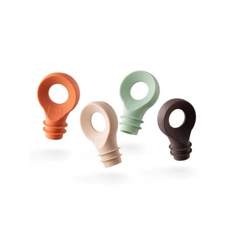 Lot de 4 bouchons de bouteille réutilisables 4 couleurs Loop VACU VIN
