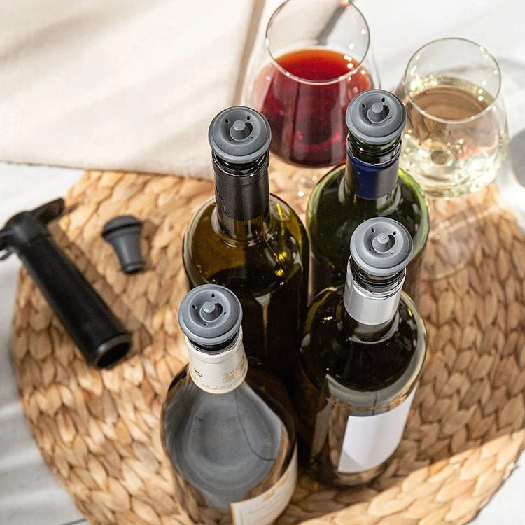 Lot de 6 bouchons de bouteille en caoutchouc gris VACU VIN