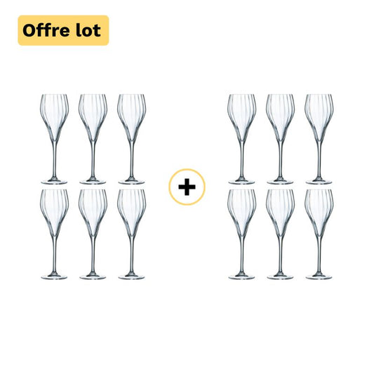 Lot de 12 flûtes à champagne 16 cL Symétrie Chef & Sommelier