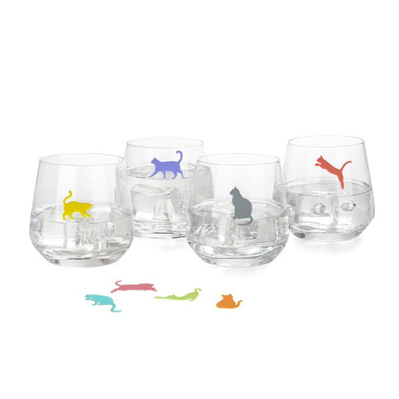 Marque-verres chat x8