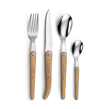 Ménagère de 24 pièces en acier et inox imitation bois Laguiole Heritage