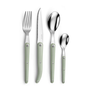 Ménagère de 24 pièces en acier et inox vert pantone Laguiole Heritage