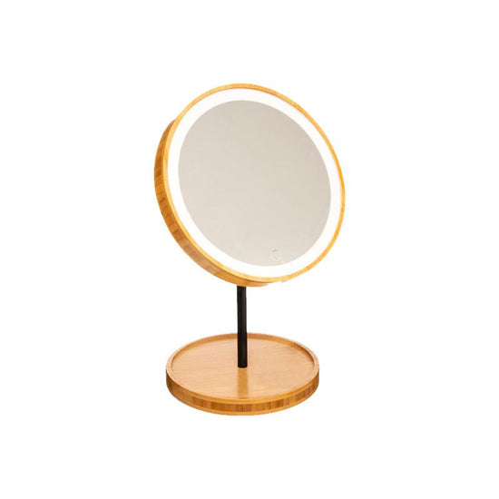 Miroir rond éclairé bambou 16cm