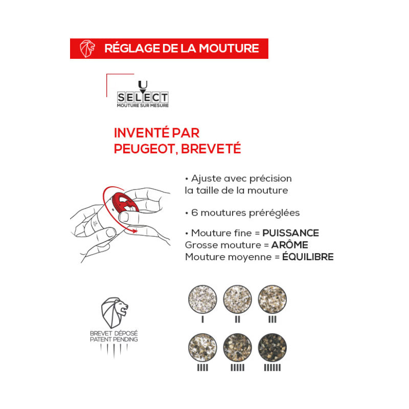 Moulin à poivre en bois et 1 réservoir en verre 11cm Maestro Peugeot