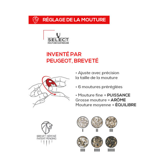 Moulin à poivre en bois et 3 réservoirs en verre 11cm Maestro Peugeot